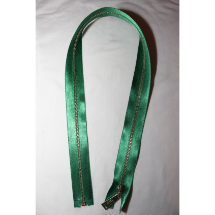 Zip zelený saténový 60cm