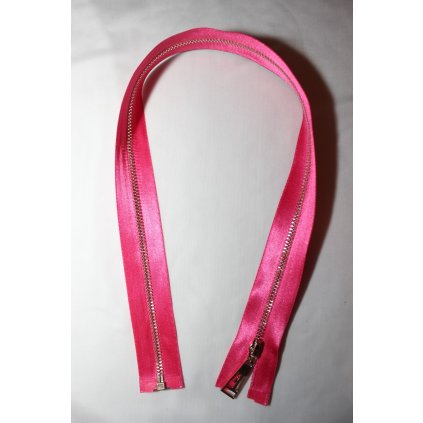 Zip růžový saténový 50cm