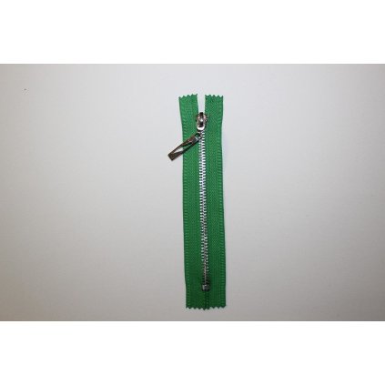 Zip ozdobný kovový 15cm zelený