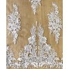 Svatební bílá vyšívaná krajka s flitrami