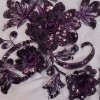 Krajková 3D aplikace (vstavka), vyšívaná flitrami na tylu tmavě fialová