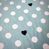 Světle modrá viskózová šatovka s puntíky a srdíčky