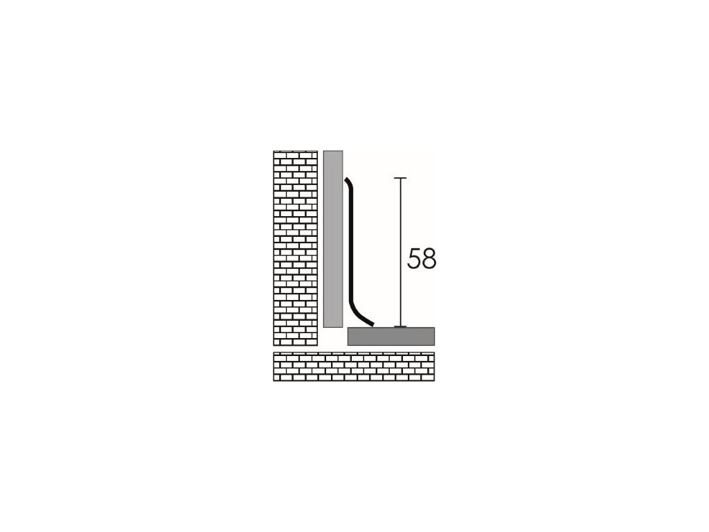 45480 - Soklová lišta, hliník, stříbrný mat - délka 2,5 m