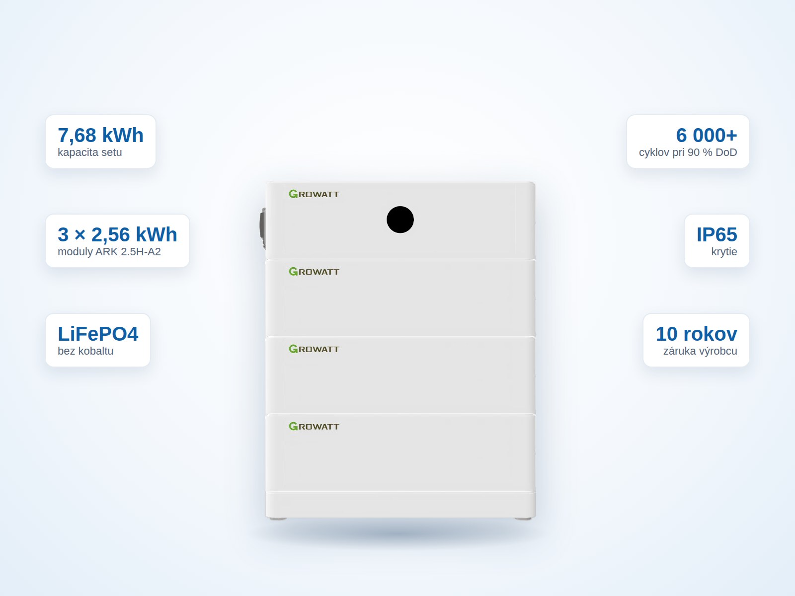 Batériové úložisko Growatt ARK 7.6H-A2 HV 7,68 kWh – 3 moduly s riadiacou jednotkou HVC