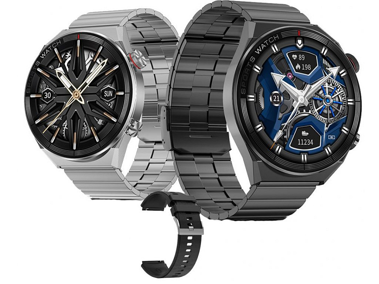 Multifunkční smart hodinky s GPS, NFC, bezdrátové nabíjení + řemínek navíc