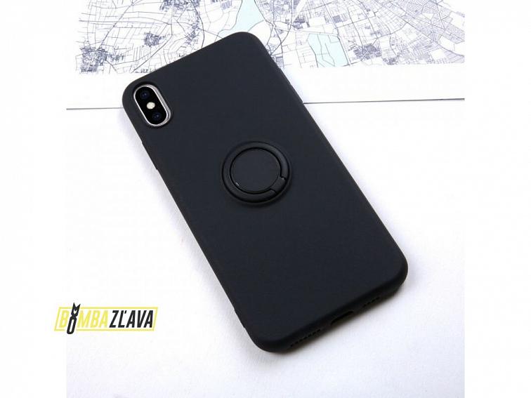 Měkký silikonový obal s kroužkem pro iPhone - černý