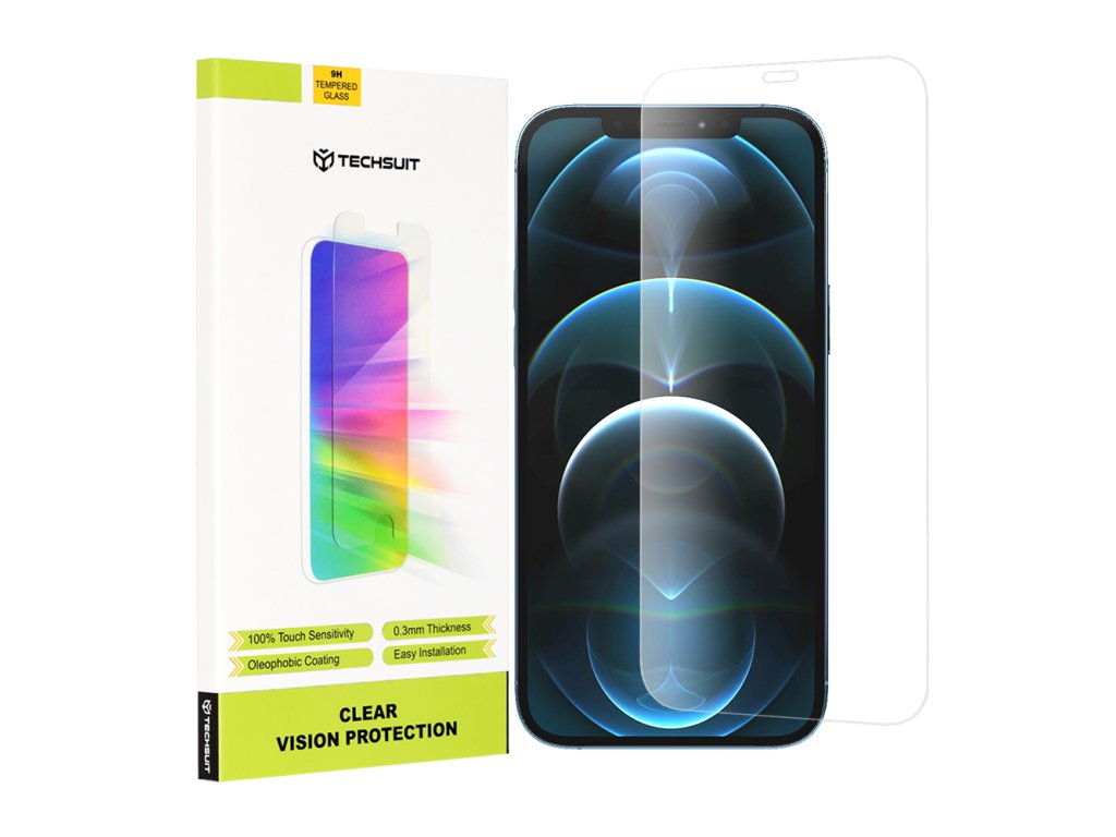 56265 techsuit clear vision glass tvrdene sklo clear vision pre iphone 12 pro max priehladne