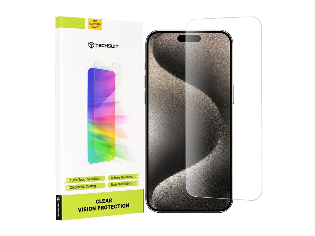 17800 2 techsuit clear vision tvrdene sklo iphone 15 pro max transparent