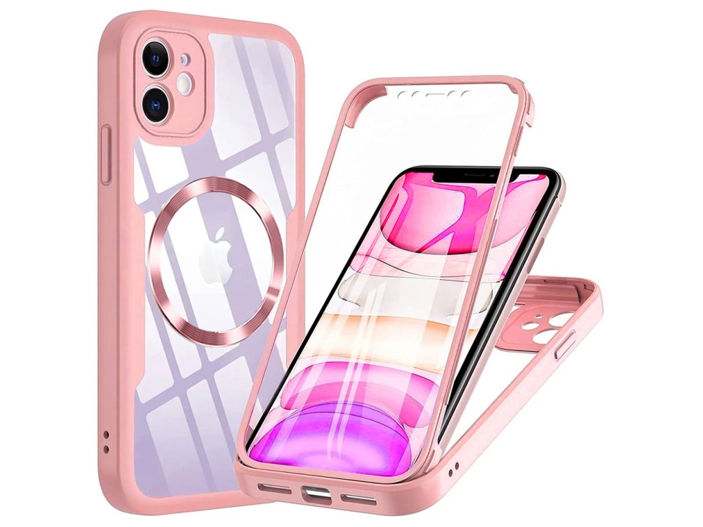 56331 techsuit colorverse 360 magsafe series screen protector 360 ochranny kryt s magsafe a ochrannou foliou iphone 12 ruzovy