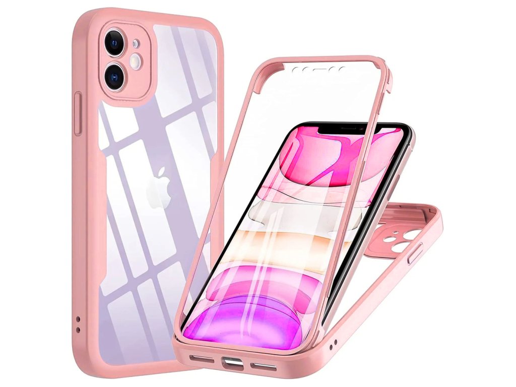 56316 techsuit colorverse 360 series screen protector 360 ochranny kryt ochranna folia iphone 12 ruzovy