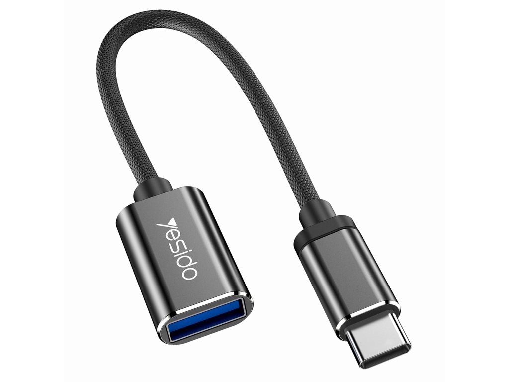 32383 yesido otg kablovy adapter gs01 type c na usb 2 0 plug play cierna