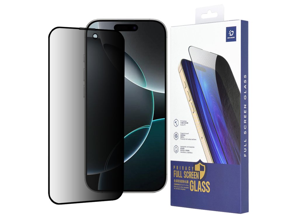 61263 5 dux ducis tempered glass privacy ochranne sklo na iphone 16 pro cierne
