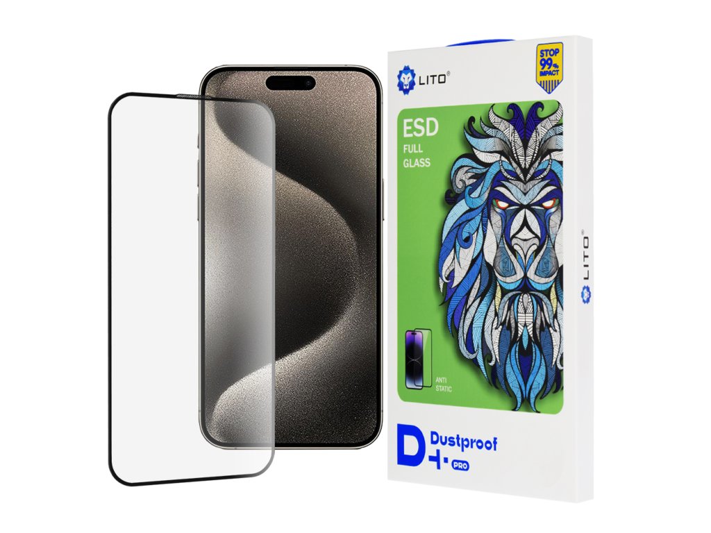 59877 lito d pro dustproof ochranne sklo na iphone 15 cierne