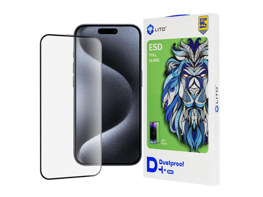 59880 lito d pro dustproof ochranne sklo na iphone 15 pro cierne