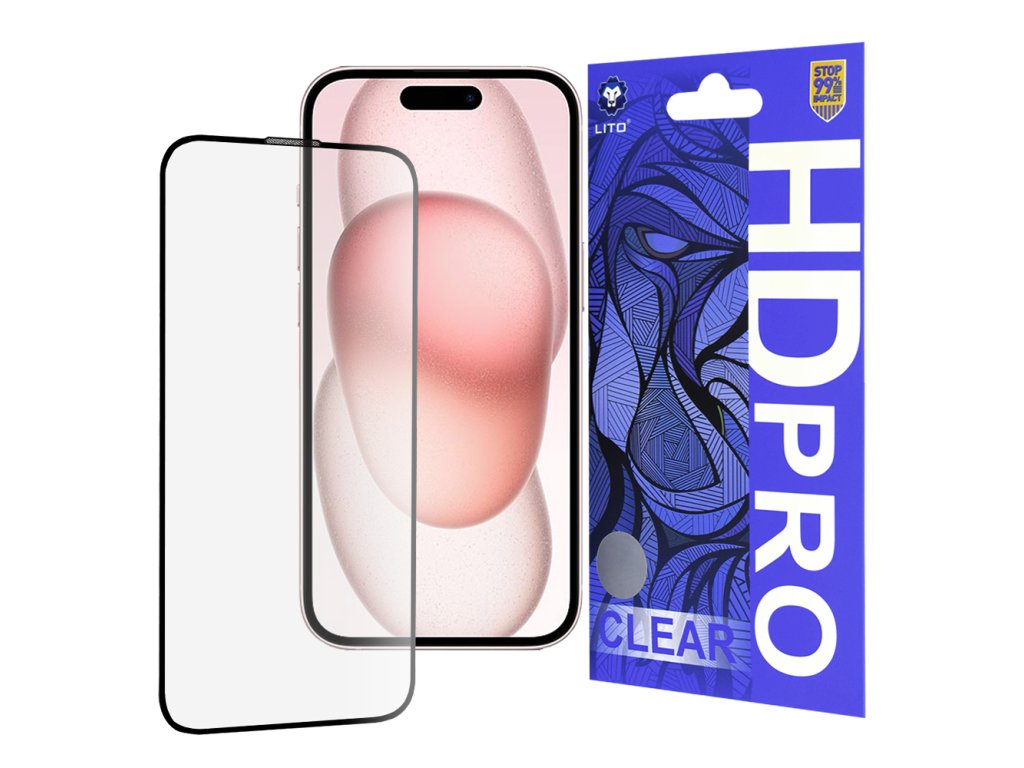59901 lito hd pro clear ochranne sklo na iphone 15 cierne
