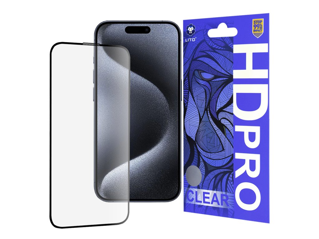 59904 lito hd pro clear ochranne sklo na iphone 15 pro cierne