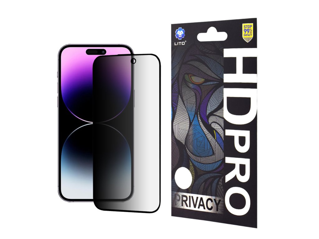 59913 lito hd pro privacy ochranne sklo na iphone 14 pro max cierne