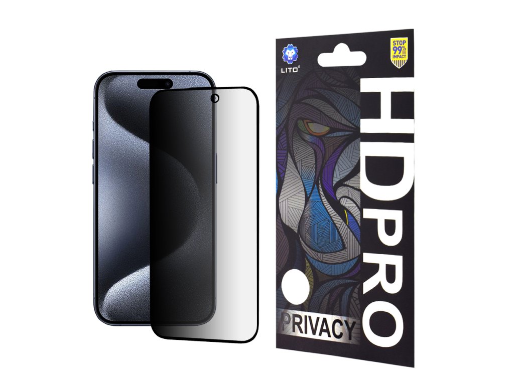 59448 lito hd pro privacy ochranne sklo na iphone 15 pro cierne