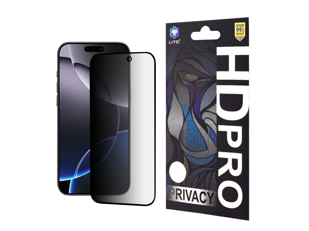 61692 lito hd pro privacy ochranne sklo na iphone 16 pro max cierne