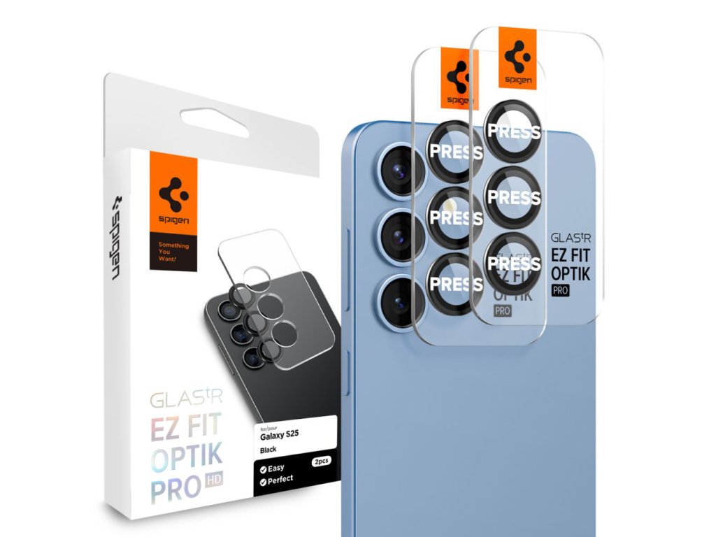 64212 spigen optik tr ez fit pro camera glass 2 pack sklo na kameru samsung galaxy s25 cierne