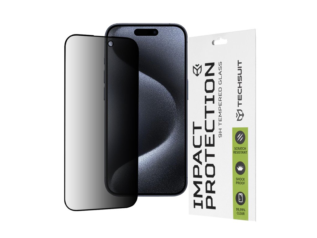 62502 techsuit 111d privacy full glue ochranne sklo na iphone 15 pro cierne