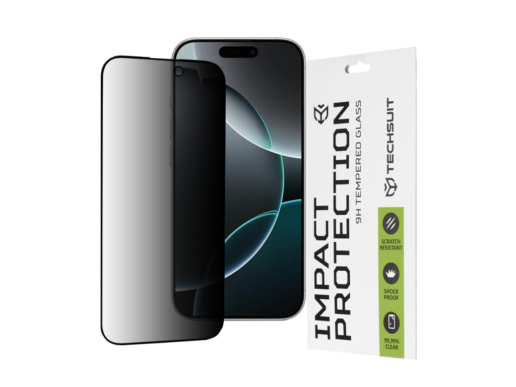 61713 techsuit 111d privacy full glue ochranne sklo na iphone 16 pro cierne
