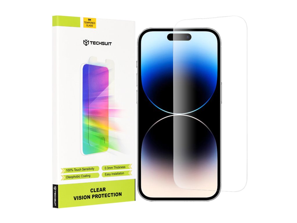 62058 techsuit clear vision glass ochranne sklo na iphone 14 pro priehladne