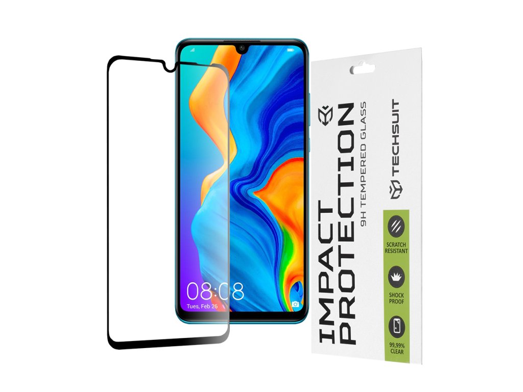76236 techsuit 111d full cover full glue glass tvrdene sklo pre huawei p30 lite p30 lite new edition cierne
