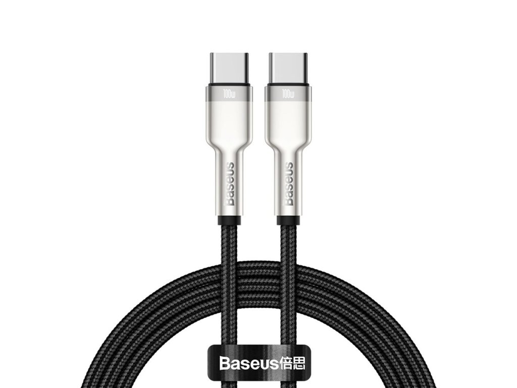 90894 baseus datovy kabel cafule series metal type c na type c super fast charge 100 w 480 mbps 20 v 5 a 1 m cierny