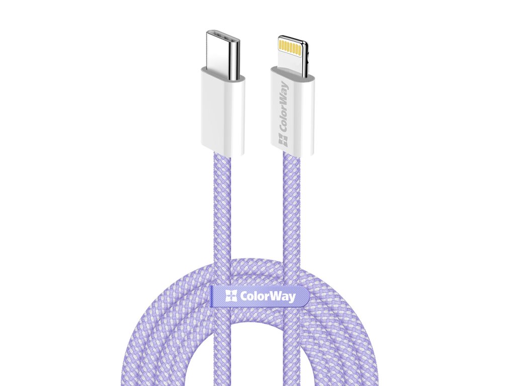 91326 colorway datovy kabel type c na lightning pd 27 w 3 a 480 mbps nylon 1 m fialovy