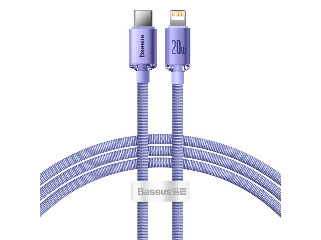 90810 datovy kabel crystal shine type c na lightning 20 w 2 m fialovy