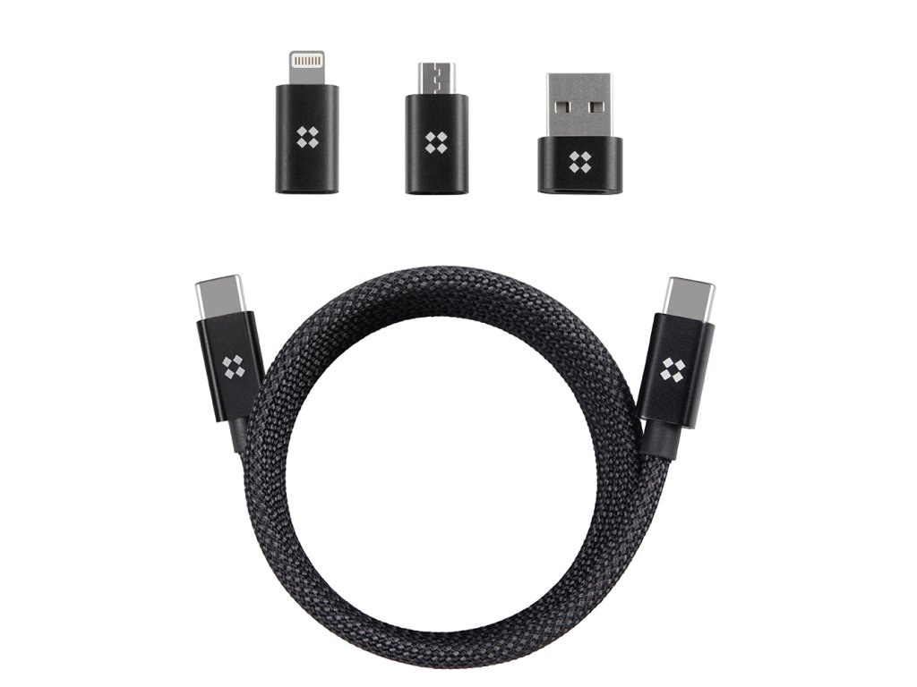91185 edizard magneticky datovy kabel type c na type c 240 w stohovany spiralovy dizajn 480 mbps 1 5 m cierny