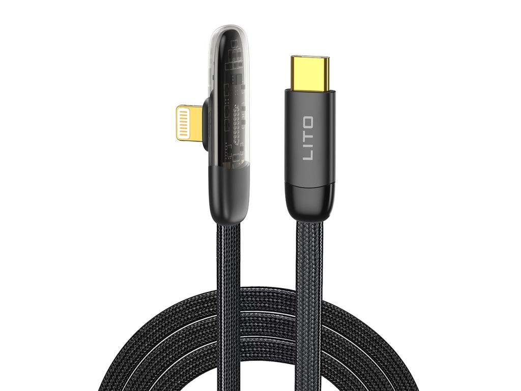 91137 lito datovy kabel type c na lightning rychle nabijanie nylonovy oplet pozlatene konektory dizajn 1 m cierny