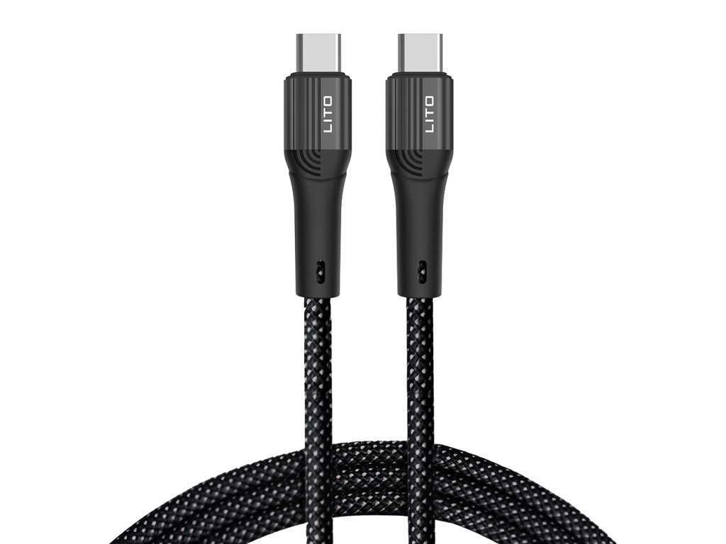 91146 lito datovy kabel type c na type c rychle nabijanie 60 w 480 mbps nylon 1 m cierny