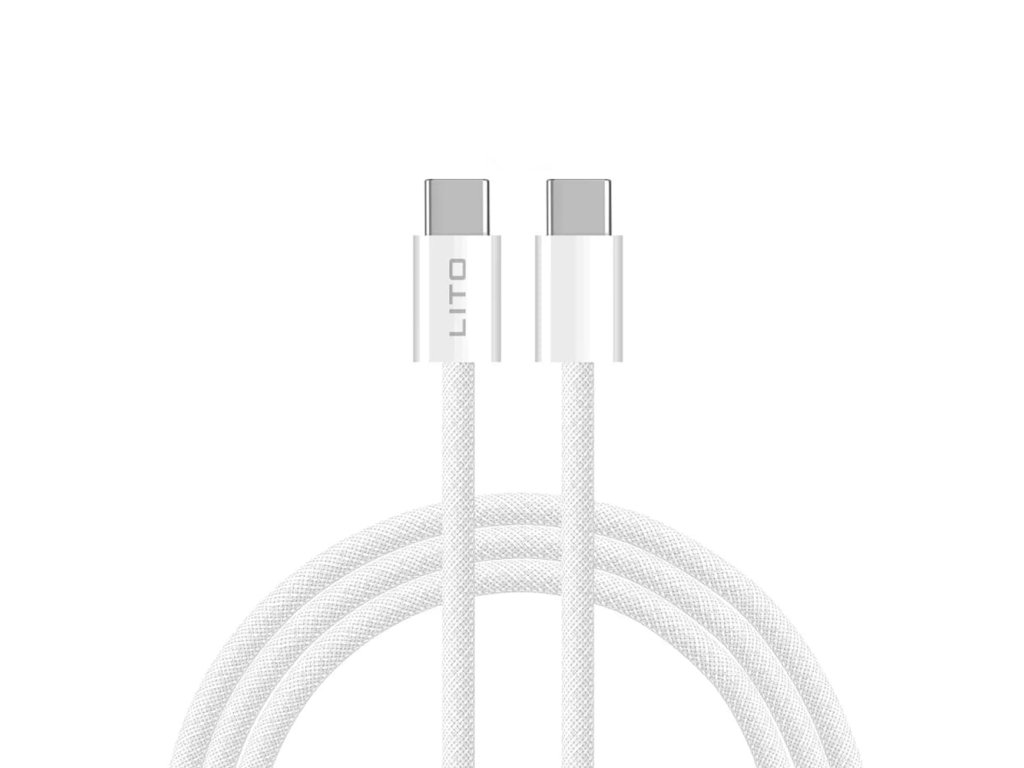 91017 lito datovy kabel type c na type c rychle nabijanie pd60 w 1 m biely
