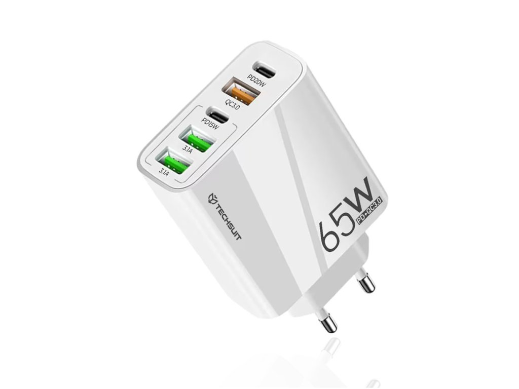 91362 3 techsuit premiova sietova nabijacka pentaxpower 3 usb qc 3 0 2 type c pd 20 w 65 w gan quick charge biela