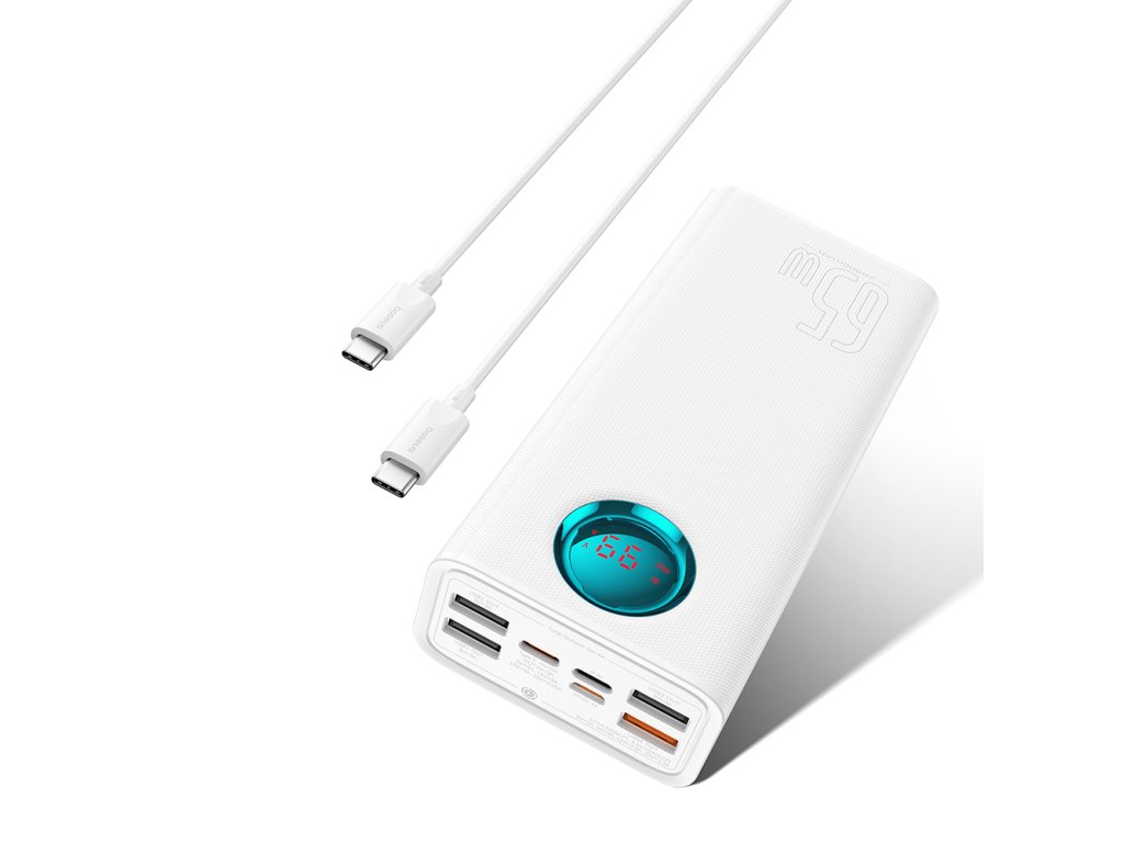103377 baseus power banka 4x usb type c lightning micro usb rychle nabijanie 65w 26800mah kabel usb c biela