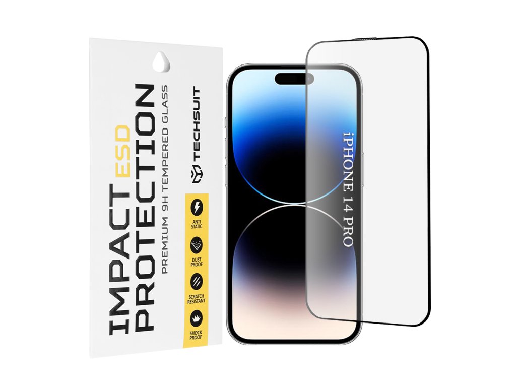 104418 techsuit esd ochranne tvrdene sklo na iphone 14 pro cierne