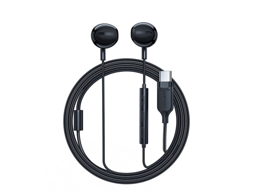 114090 acefast wired earphones l2 kablove sluchadla type c half in ear s mikrofonom a ovladanim flexibilne telo 1 2m cierne