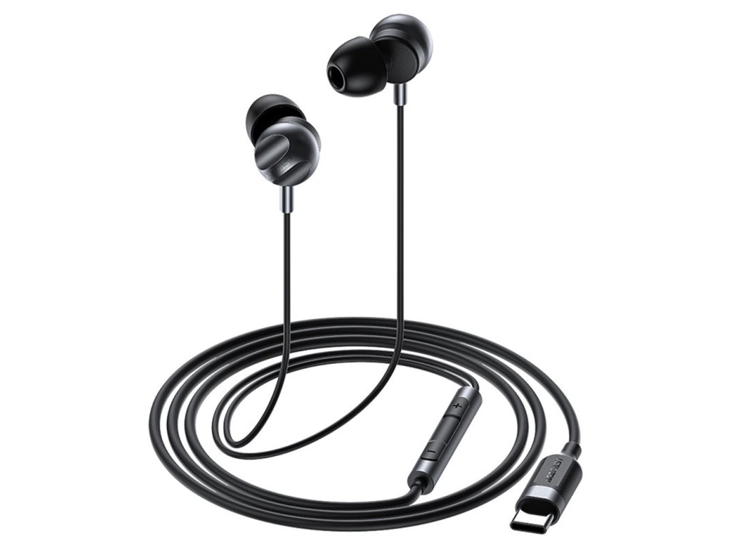 114081 acefast wired earphones l6 kablove sluchadla type c in ear s hd mikrofonom flexibilne 1 2m cierne