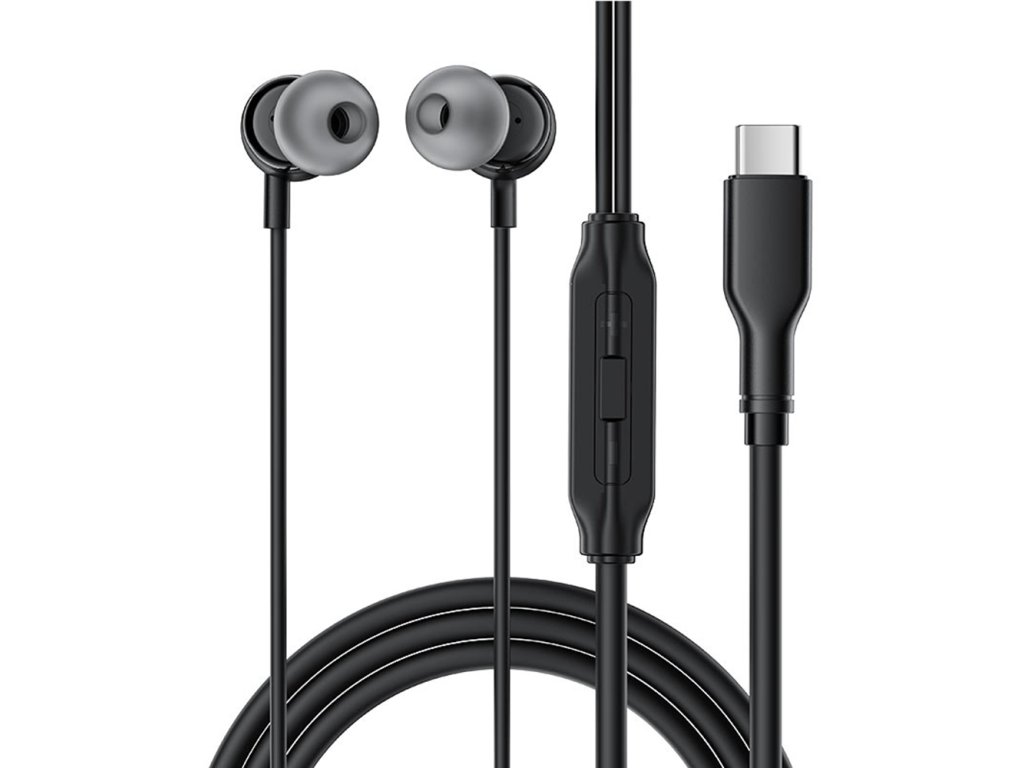 114105 4 acefast wired earphones l8 kablove sluchadla type c in ear s mikrofonom ovladanim silikonove flexibilne 1 2m cierne