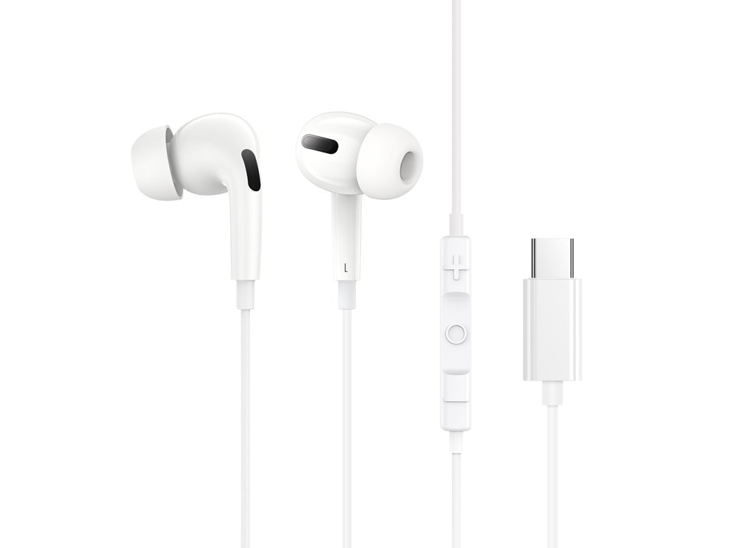113859 baseus wired earphones encok c18 kablove sluchadla type c in ear biele