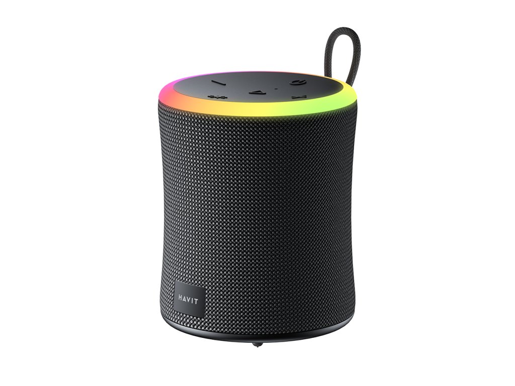 113964 havit bezdrotovy reproduktor usb c bluetooth 5 3 tws tf usb hands free hovory rgb osvetlenie ipx6 1800mah cierny