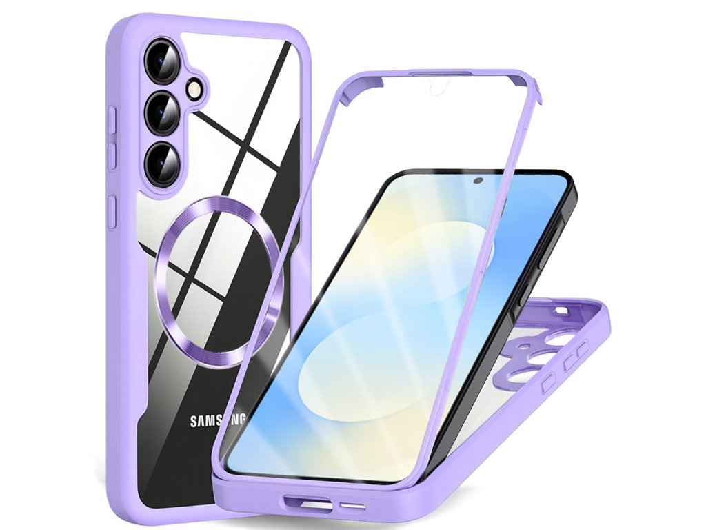 114816 techsuit colorverse 360 magsafe series screen protector puzdro s ochranou displeja pre samsung galaxy s25 fe fialove