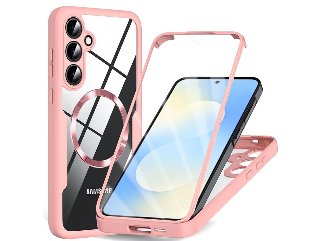 114813 techsuit colorverse 360 magsafe series screen protector puzdro s ochranou displeja pre samsung galaxy s25 fe ruzove