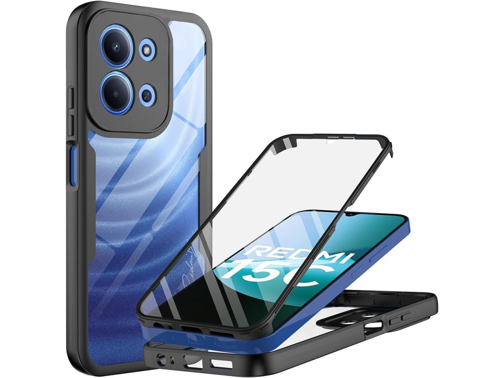 112860 techsuit colorverse 360 series screen protector puzdro s ochranou displeja pre xiaomi redmi 15c 4g redmi 15c 5g cierne