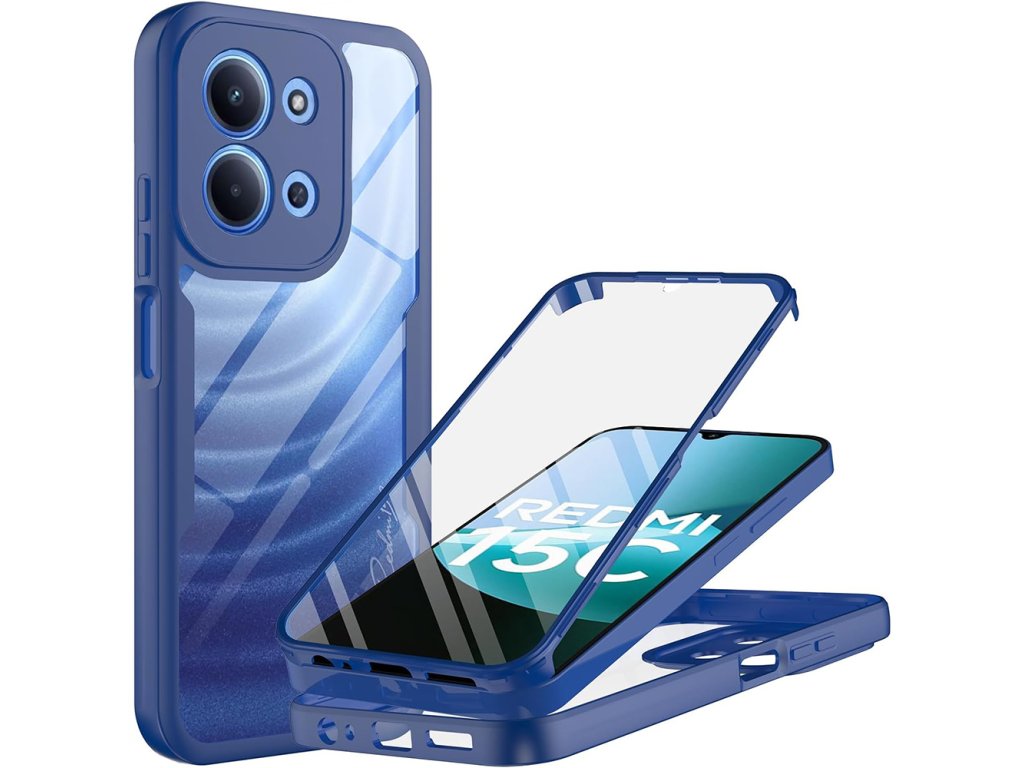 112866 techsuit colorverse 360 series screen protector puzdro s ochranou displeja pre xiaomi redmi 15c 4g redmi 15c 5g modre