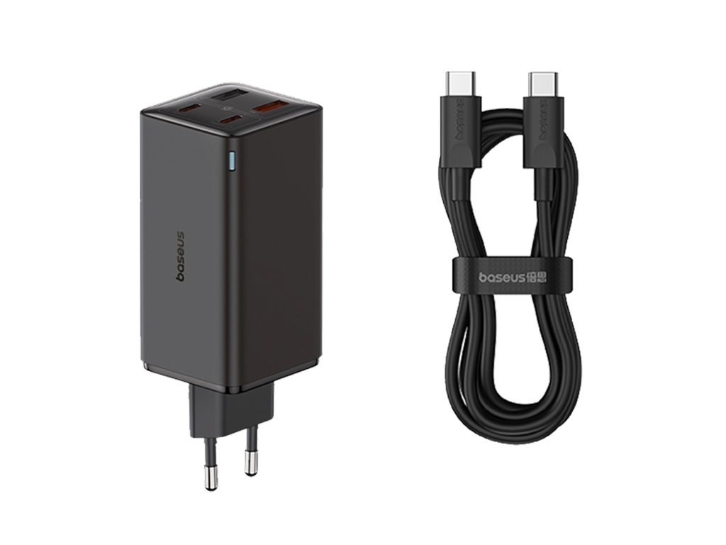 40922 baseus nabijacka do zasuvky 230v gan6 pro p10162705112 00 2x usb 2x type c 100w s kablom type c 100w 20v 5a 1 m cierna