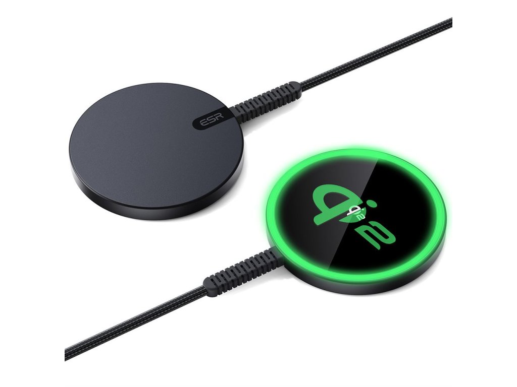 41054 esr mini magneticka bezdrotova nabijacka halolock qi2 kompatibilna s magsafe 15w s kablom type c 1 5 m cierna