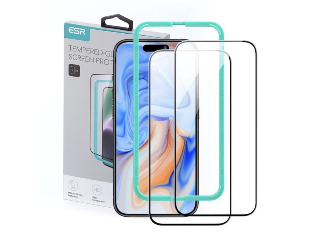 50940 esr tempered glass 2 ks tvrdene sklo pre iphone 15 plus iphone 16 plus cierne